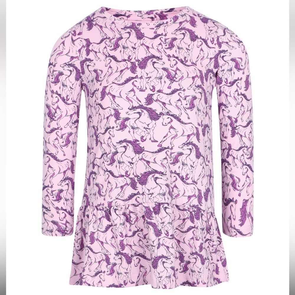 NWT NAME IT Horses Long-Sleeved Organic Top dress Lavender SIZE 12 m